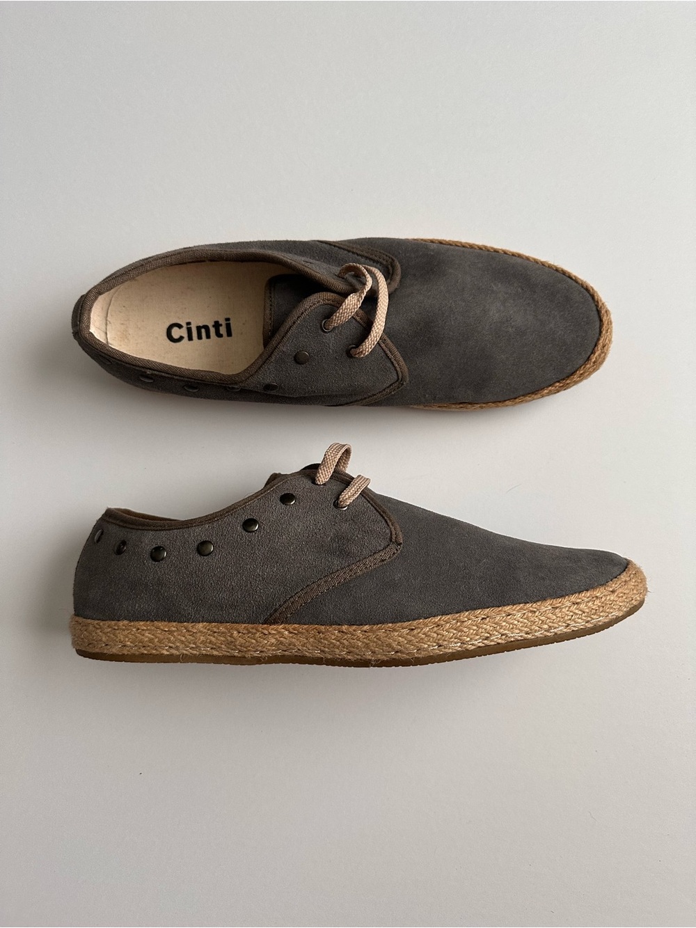 CINTI Men's Gray Suede Boat-Style Espadrille